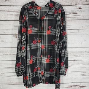 CW Classics Women's Black Sheer Floral Long Sleeve Top Size 5X